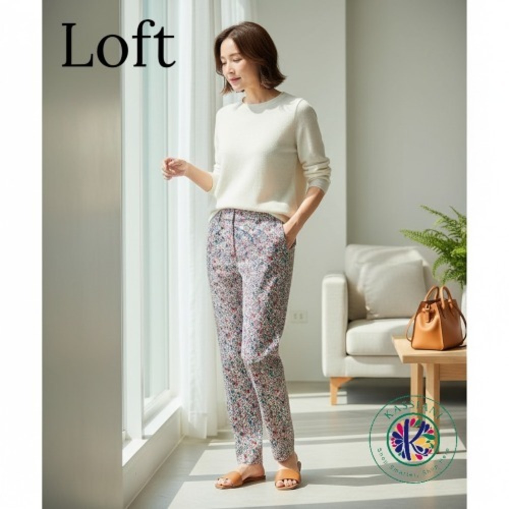 LOFT Riviera Slim Pants Women's 00P Ditsy Floral Cropped